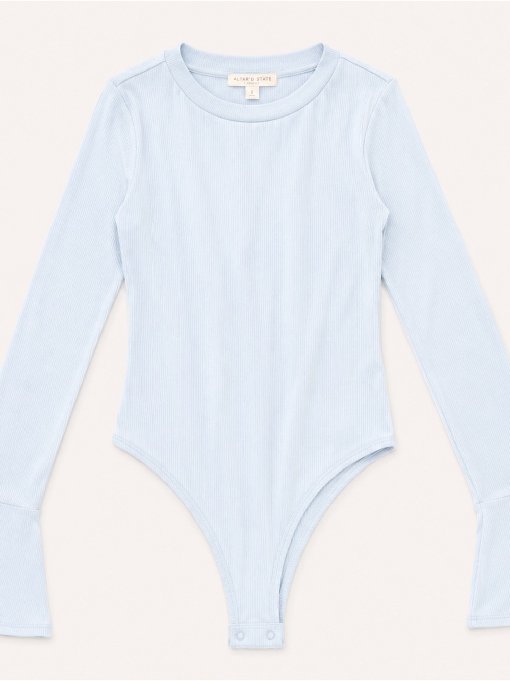 Altar’d State Light Blue Ribbed Bell Sleeve Bodysuit | Size Small